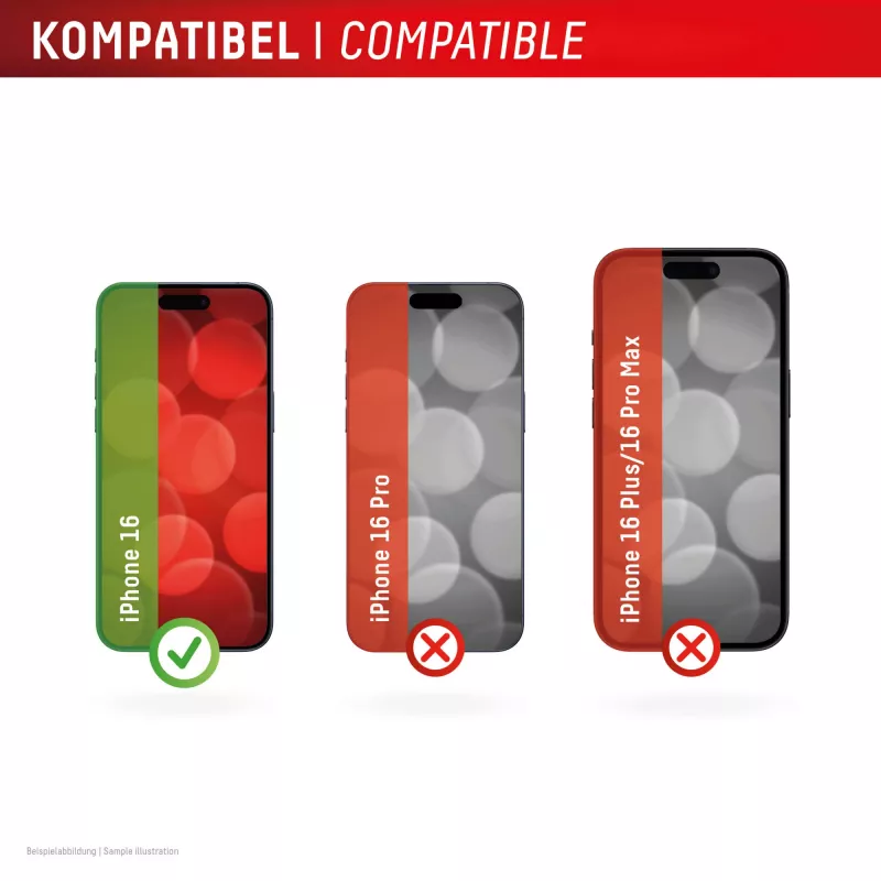 Pellicola protettiva per display Displex + custodia per Apple iPhone 16, cornice di montaggio Eco, antigraffio