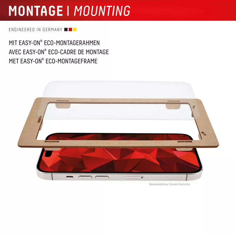 Protezione display Displex (10H) per Apple iPhone 16 Pro, cornice di montaggio Eco, antigraffio