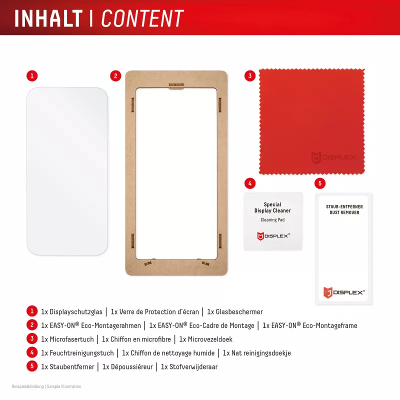 Protezione display Displex (10H) per Apple iPhone 16 Pro, cornice di montaggio Eco, antigraffio