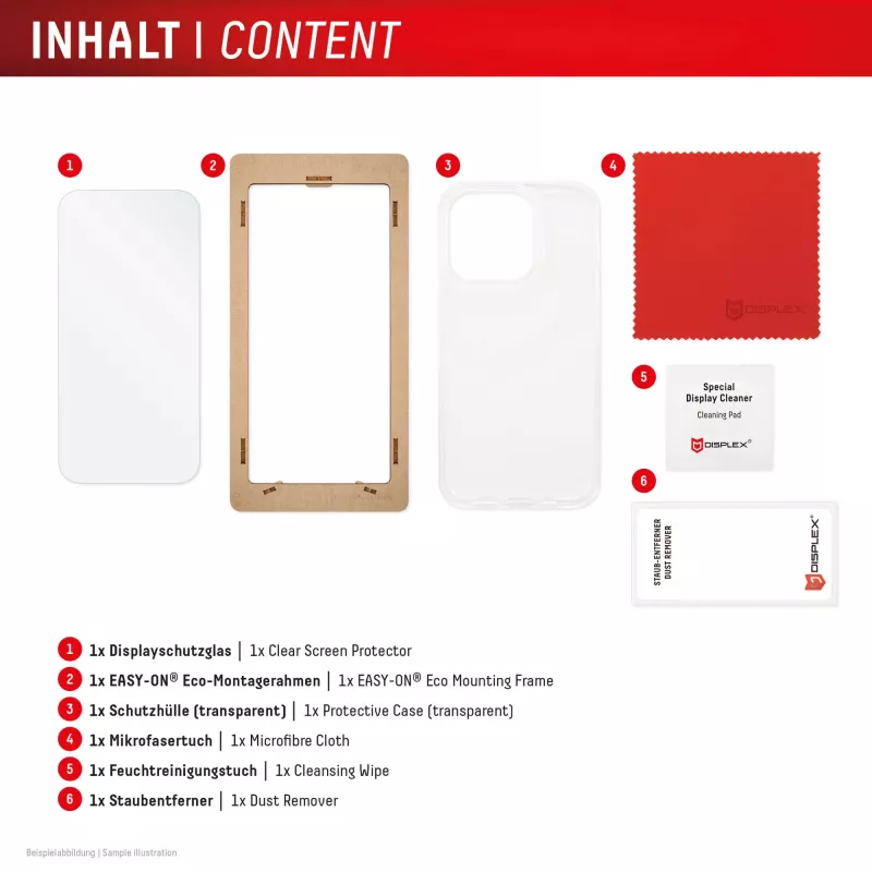 Protezione display Displex + custodia per Apple iPhone 16 Pro, cornice di montaggio Eco, antigraffio