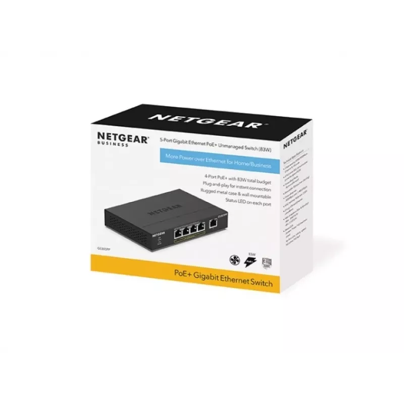 NETGEAR GS305PP Unmanaged Gigabit Ethernet (10/100/1000) Power over Ethernet (PoE) nero