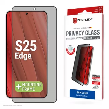Privacy Screen Protector Displex (10H) per Samsung Galaxy S25 Edge, cornice di montaggio Eco, filtro privacy