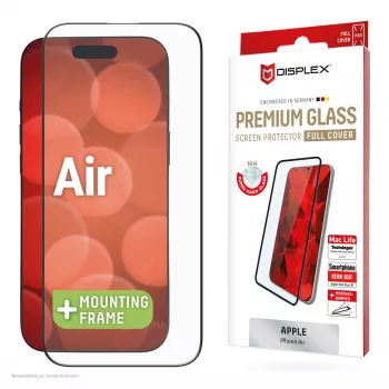 Displex pellicola protettiva Premium (copertura totale, 10H) per Apple iPhone Air, cornice di montaggio Eco, copertura totale