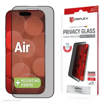 Displex Privacy Screen Protector (10H) per Apple iPhone Air, cornice di montaggio Eco, filtro privacy