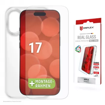 Displex pellicola protezione display + custodia per Apple iPhone 17, cornice di montaggio Eco, antigraffio