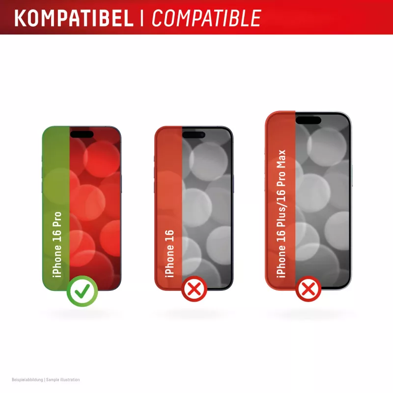 Pellicola protettiva per schermo Displex Premium Anti-Reflex (copertura totale antiriflesso, 10H) per Apple iPhone 16 Pro, cornice di montaggio Eco, copertura totale