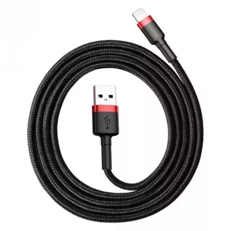 Cavo USB-A a Lightning Baseus CALKLF-C19 2 m – corpo in alluminio, 1,5 A, nero/rosso