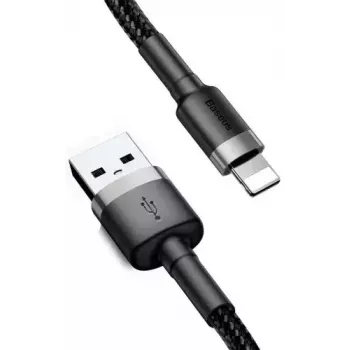 Cavo USB-A a Lightning Baseus Cafule (CALKLF-CG1) – treccia in nylon, QC3.0 1,5 A, 2 m, grigio/nero