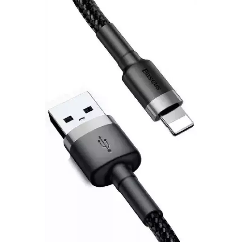 Cavo USB-A a Lightning Baseus Cafule (CALKLF-CG1) – treccia in nylon, QC3.0 1,5 A, 2 m, grigio/nero