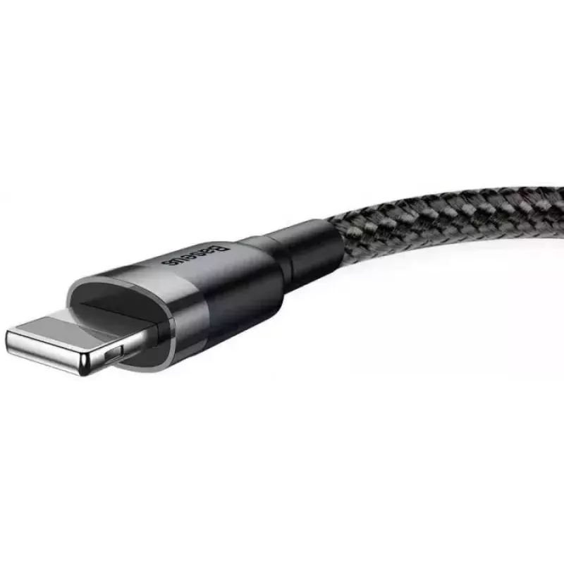 Cavo USB-A a Lightning Baseus Cafule (CALKLF-CG1) – treccia in nylon, QC3.0 1,5 A, 2 m, grigio/nero