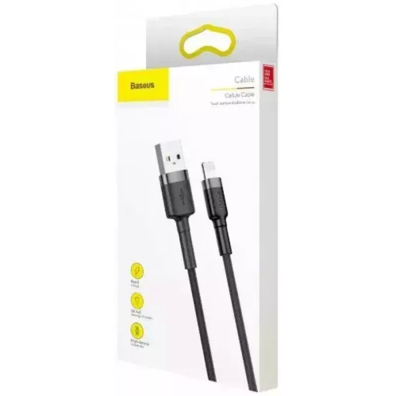 Cavo USB-A a Lightning Baseus Cafule (CALKLF-CG1) – treccia in nylon, QC3.0 1,5 A, 2 m, grigio/nero