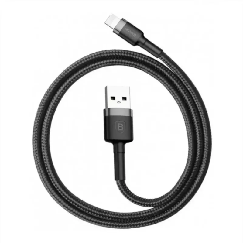 Cavo USB-A a Lightning Baseus Cafule (CALKLF-CG1) – treccia in nylon, QC3.0 1,5 A, 2 m, grigio/nero