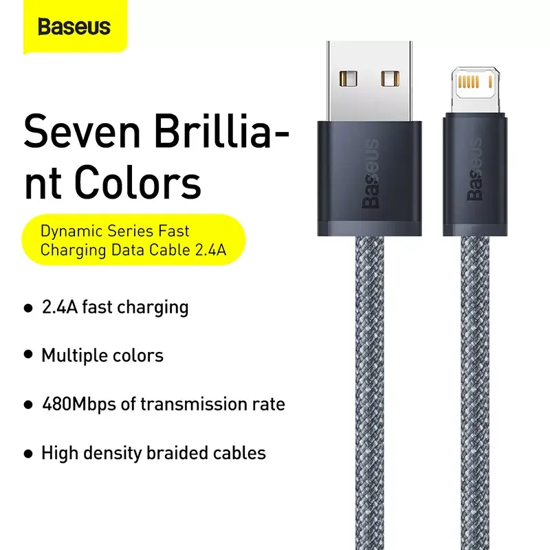Cavo Baseus Dynamic 2m grigio Lightning a USB-A