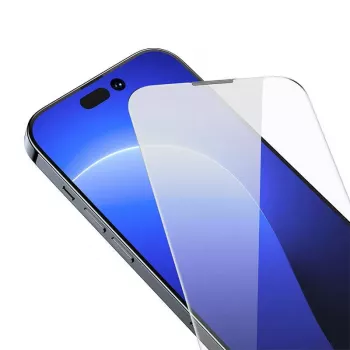 Pellicola protezione display in vetro temperato Baseus Crystal per iPhone 14 Pro 0,3 mm, antipolvere, 2 pz.