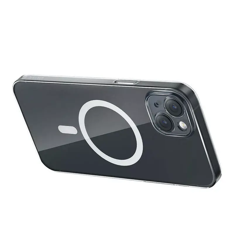 Custodia per cellulare Baseus Magnetic Crystal Clear per iPhone 13, trasparente, con protezione schermo in vetro temperato
