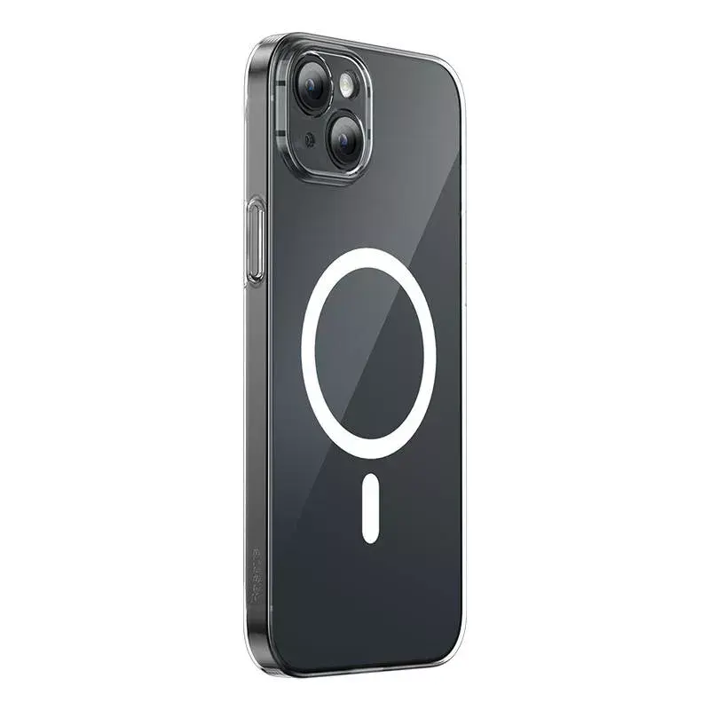 Custodia per cellulare Baseus Magnetic Crystal Clear per iPhone 13, trasparente, con protezione schermo in vetro temperato