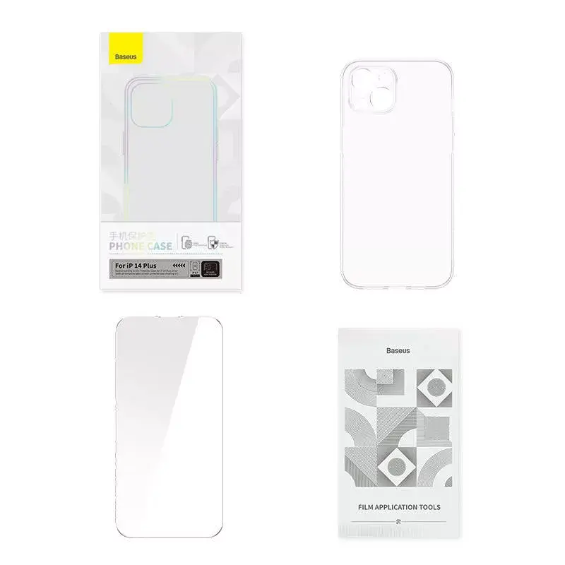 Custodia protettiva trasparente con vetro temperato di Baseus per iPhone 14 Plus (P60112202201-02)