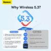 Adattatore Bluetooth mini Baseus BA07 per PC, USB 5.3 dongle ricevitore Bluetooth wireless - nero