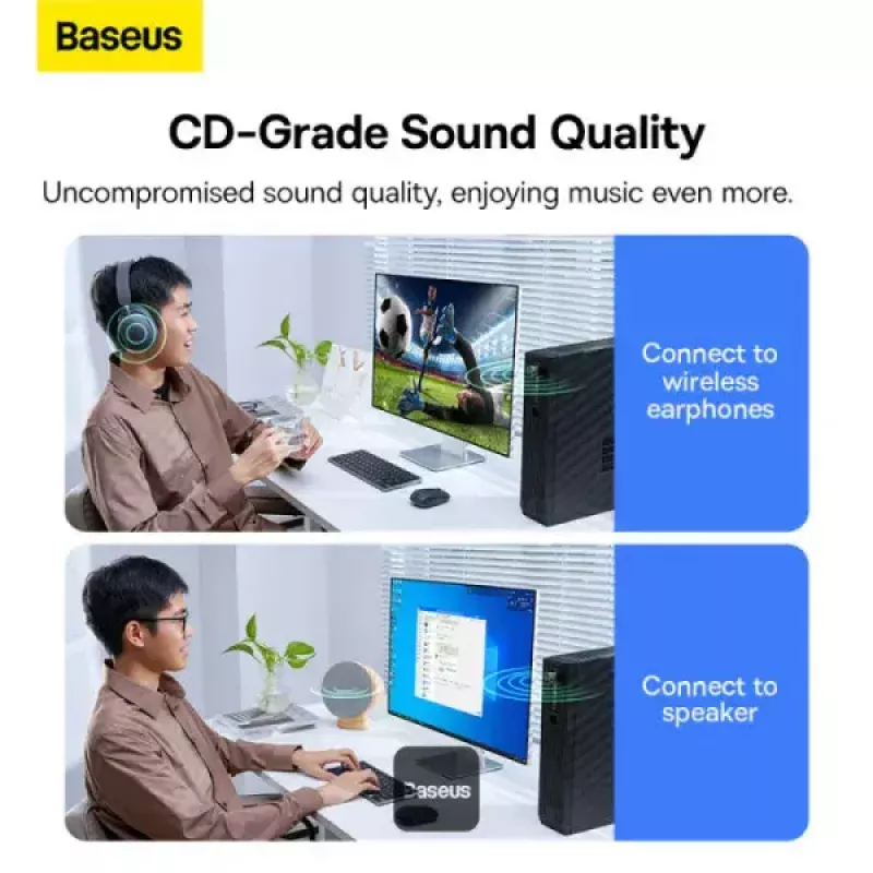 Adattatore Bluetooth mini Baseus BA07 per PC, USB 5.3 dongle ricevitore Bluetooth wireless - nero