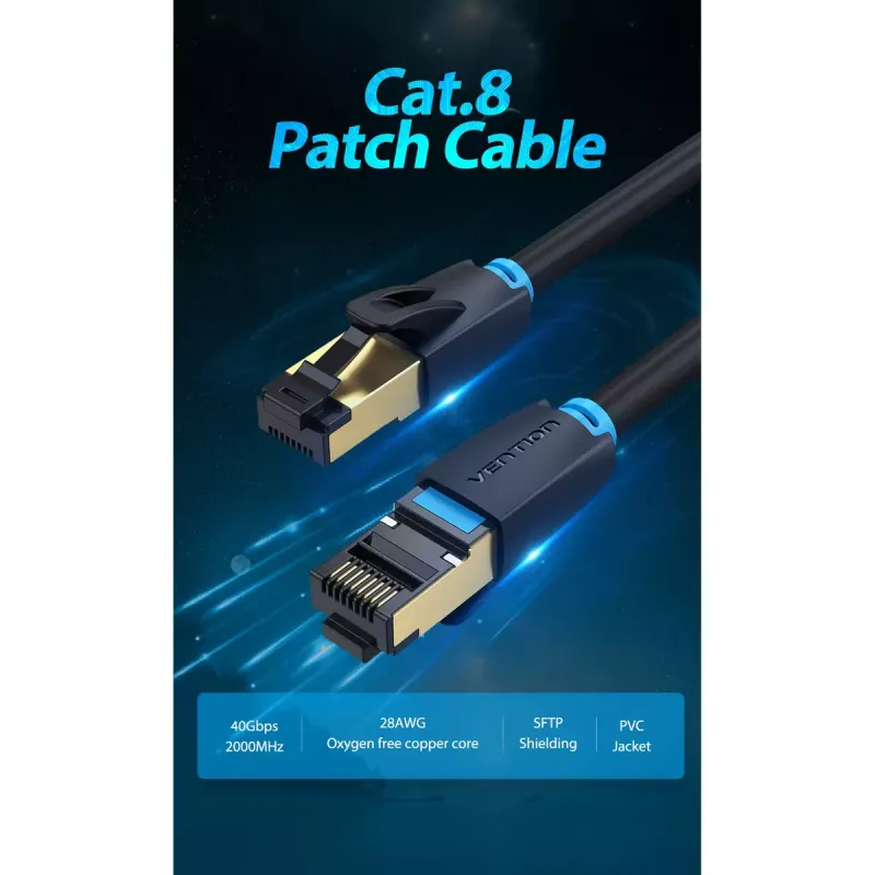 Cavo di rete Vention Cat.8 SFTP patch RJ-45 8m nero