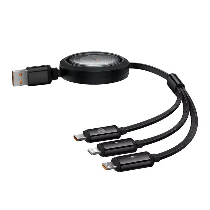 Cavo USB 3-in-1 Baseus Free2Draw (USB-A a Micro USB + Lightning + USB-C), 100 W, 1,1 m, nero