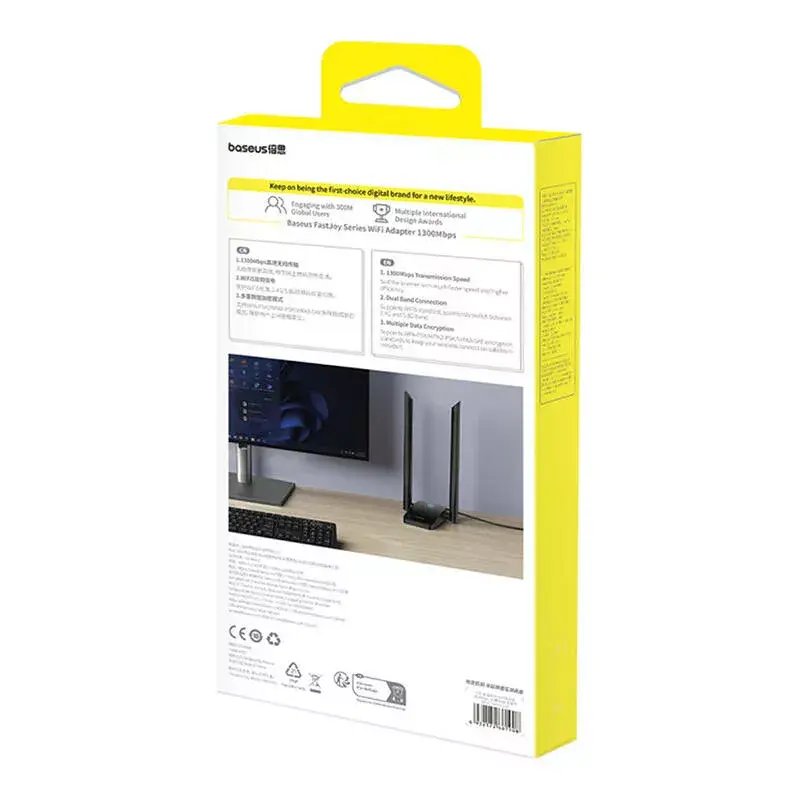Adattatore WLAN Baseus FastJoy 1800 Mbit/s nero – adattatore di rete USB dual band
