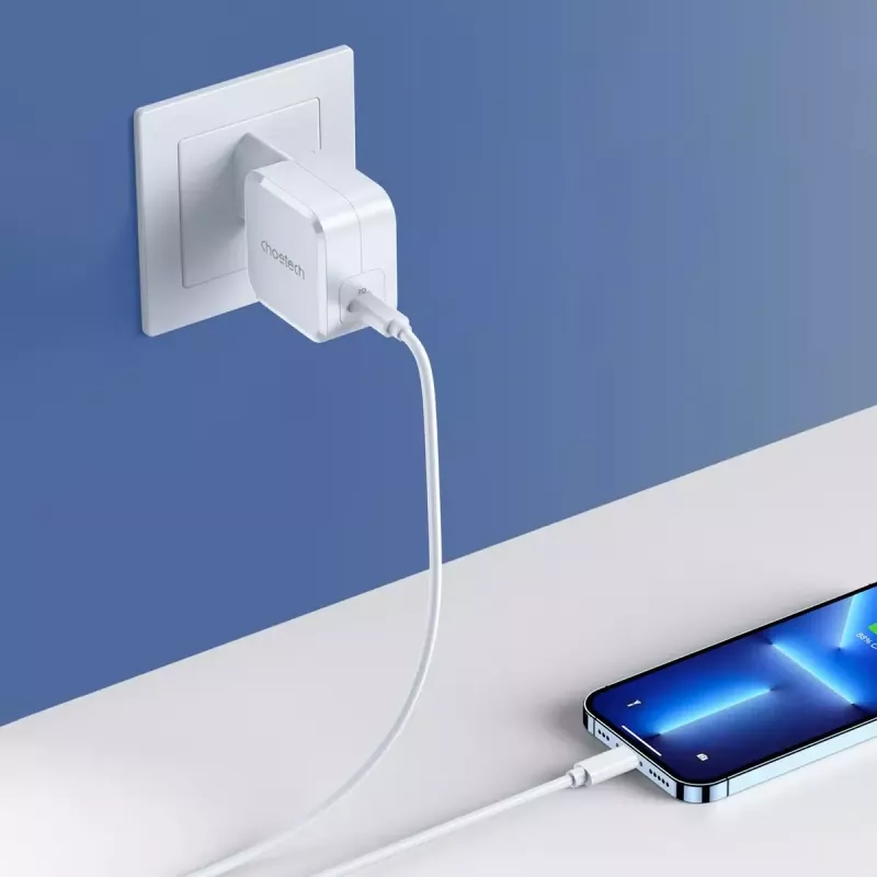 CHOETECH PD8007 caricabatterie GaN USB-C da 45 W, PD3.0, QC3.0, PPS, EU, bianco