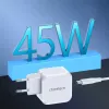 CHOETECH PD8007 caricabatterie GaN USB-C da 45 W, PD3.0, QC3.0, PPS, EU, bianco