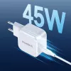 CHOETECH PD8007 caricabatterie GaN USB-C da 45 W, PD3.0, QC3.0, PPS, EU, bianco