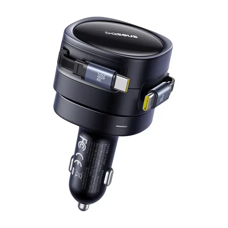 Caricabatterie da auto Baseus Enjoyment Max 60W con cavi USB-C integrati, uscita 60W