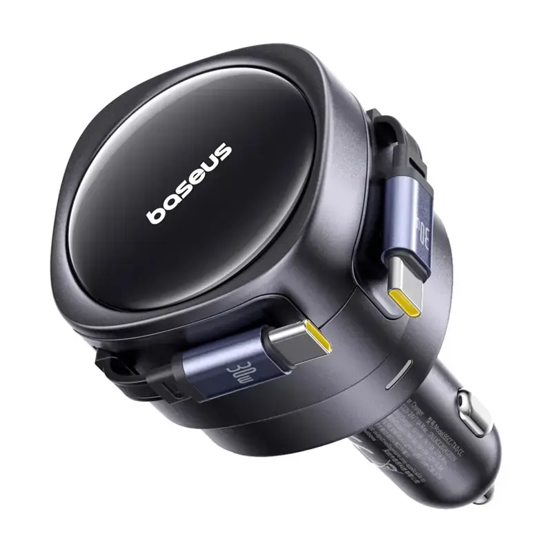 Caricabatterie da auto Baseus Enjoyment Max 60W con cavi USB-C integrati, uscita 60W