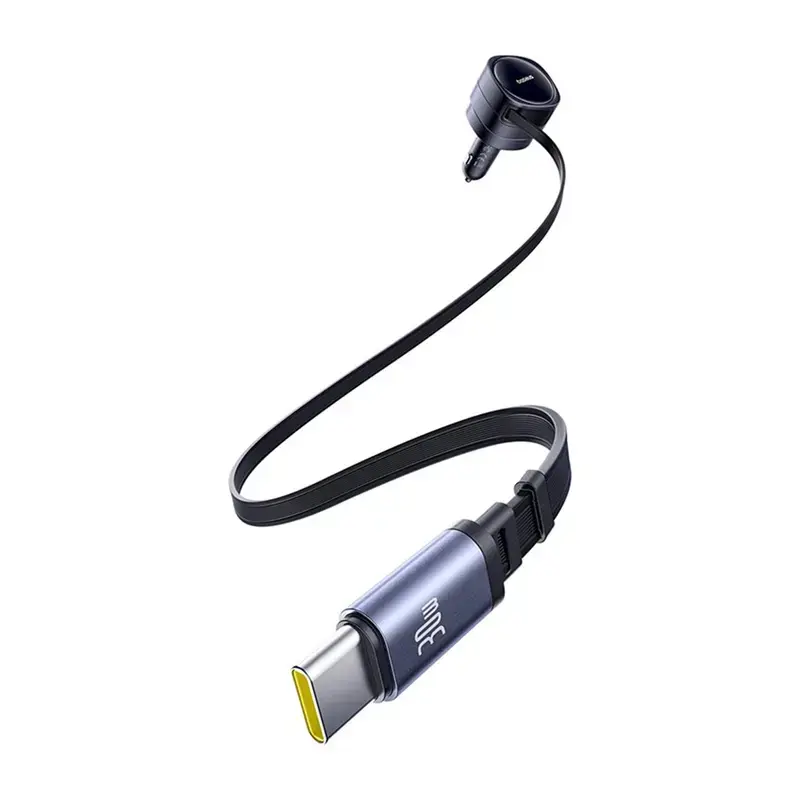 Caricabatterie da auto Baseus Enjoyment Max 60W con cavi USB-C integrati, uscita 60W