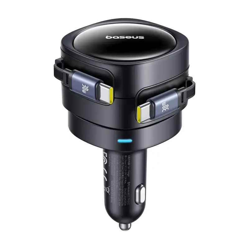 Caricabatterie da auto Baseus Enjoyment Max 60W con cavi USB-C integrati, uscita 60W
