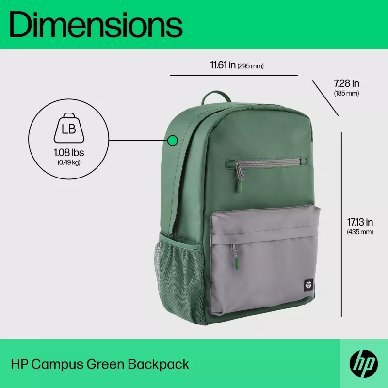 Zaino casual HP Campus verde Backpack verde grigio poliestere