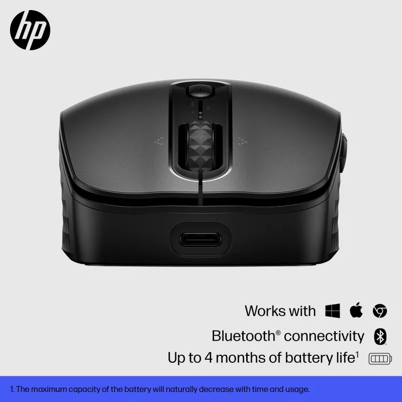 Mouse wireless ricaricabile HP 695, ambidestro, Bluetooth, 4000 DPI, nero