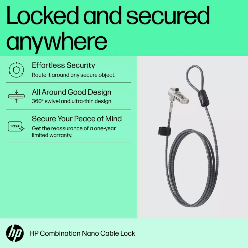 Lucchetto a combinazione HP Nano 63B28AA acciaio inossidabile 1,83 m
