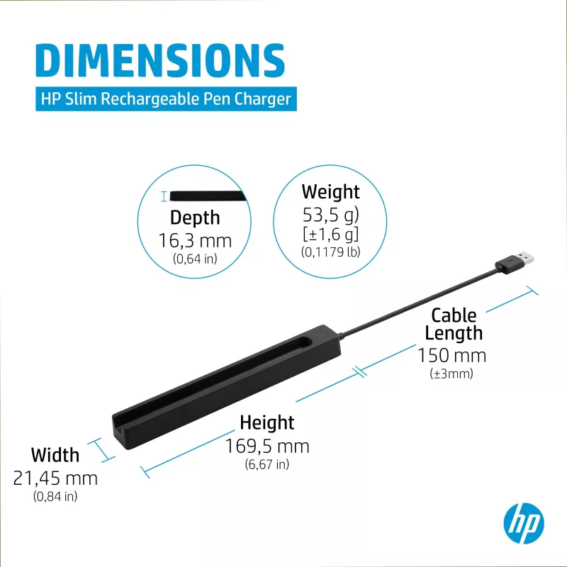 Caricabatterie HP per penna ricaricabile Slim Pen (4X491AA), USB-A