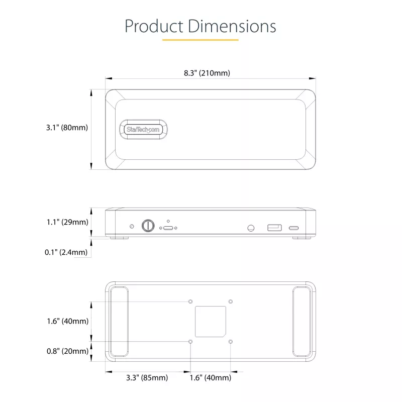 StarTech.com DK31C3MNCRUE Dock per laptop/replicatore di porte con filo USB 3.2 Gen 2 (3.1 Gen 2) Type-C
