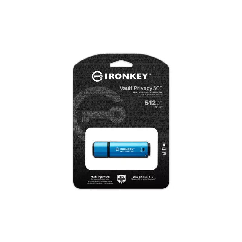 Kingston Technology IronKey 512 GB USB-C Vault Privacy 50C crittografato AES-256, FIPS 197