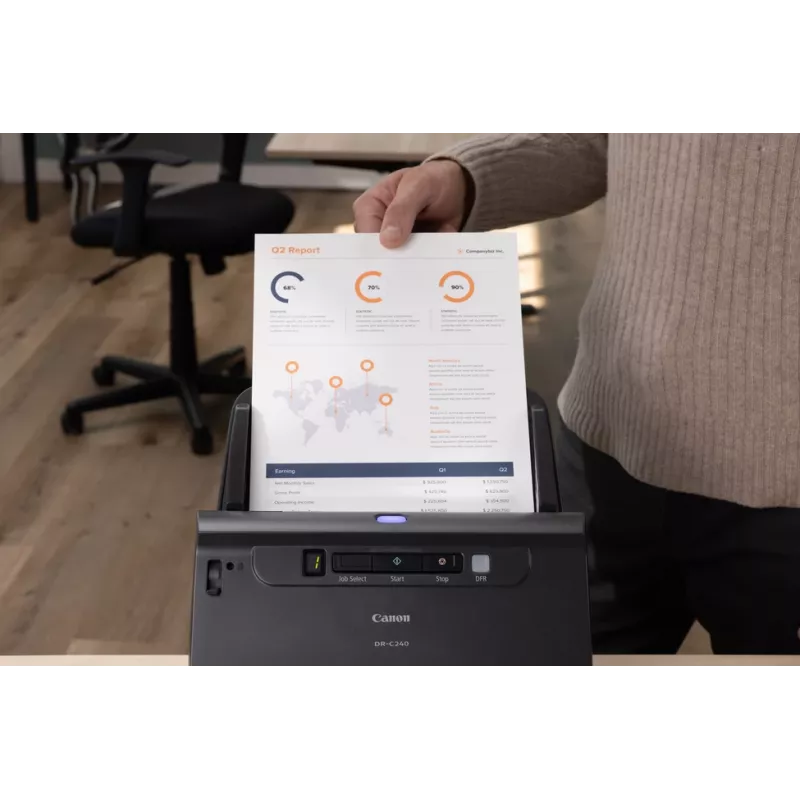 Canon imageFORMULA DR-C240 Scanner documenti desktop duplex, 216 x 3000 mm, 600 x 600 DPI, 24 bit, 24 bit, 45 ppm, 30 ppm