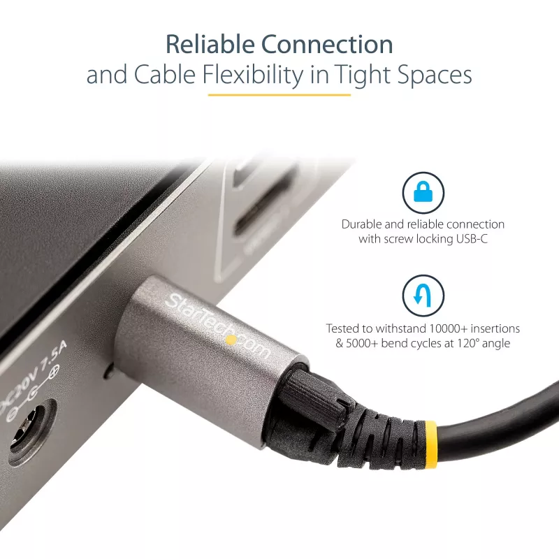 StarTech.com cavo USB-C con blocco a vite 1 m 10 Gbit/s – cavo USB 3.1/3.2 Gen 2 Type-C – ricarica Power Delivery 100 W (5 A), modalità DP-Alt – blocco a vite singolo, cavo USB-C per ricarica/sincronizzazione