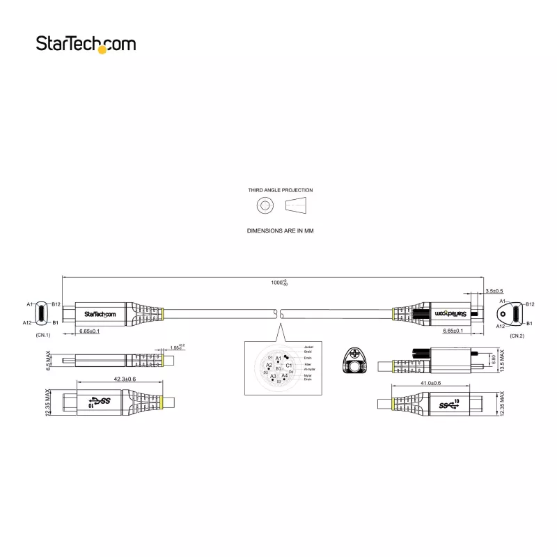 StarTech.com cavo USB-C con blocco a vite 1 m 10 Gbit/s – cavo USB 3.1/3.2 Gen 2 Type-C – ricarica Power Delivery 100 W (5 A), modalità DP-Alt – blocco a vite singolo, cavo USB-C per ricarica/sincronizzazione