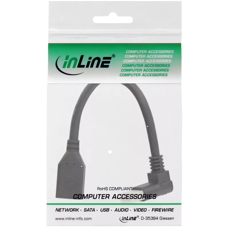 Cavo adattatore InLine DisplayPort 1.4 M/F, 8K4K, angolato verso l'alto, nero/oro
