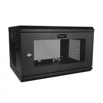 StarTech.com armadio di rete a parete a 2 montanti 6HE con ripiano 1HE, rack server a parete 19 pollici per attrezzature dati/rete/AV/elettronica/computer, piccolo case rack ventilato