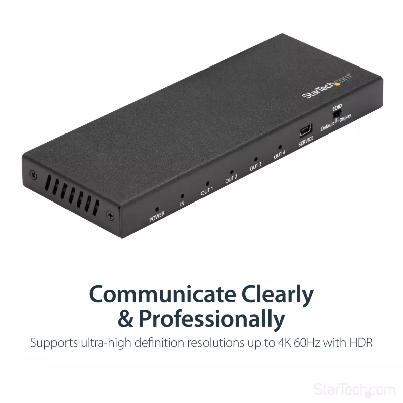 StarTech.com splitter HDMI a 4 porte – 4K 60 Hz, HDMI, 4x HDMI, 3840 x 2160 pixel, nero, 4K Ultra HD, 60 Hz