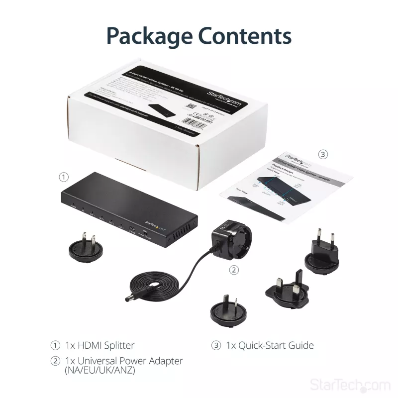 StarTech.com splitter HDMI a 4 porte – 4K 60 Hz, HDMI, 4x HDMI, 3840 x 2160 pixel, nero, 4K Ultra HD, 60 Hz