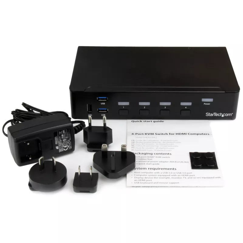 Switch KVM HDMI a 4 porte StarTech.com - USB 3.0 - 1080p, 1920 x 1080 pixel, montaggio a rack, nero
