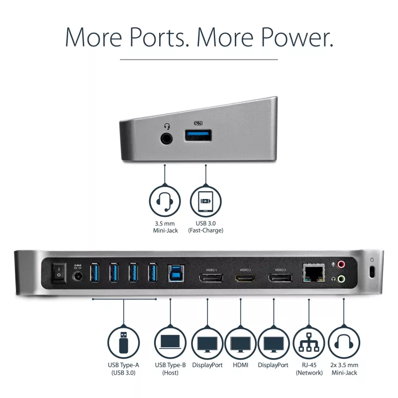 StarTech.com docking station USB 3.0 per tre monitor - 1x HDMI - 2x DisplayPort