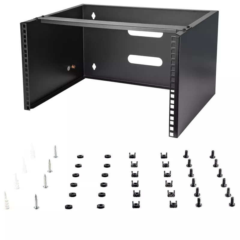 StarTech.com WALLMOUNT6 staffa a muro 6U per patch panel, 19 pollici, profondità 35,5 cm, acciaio, nero