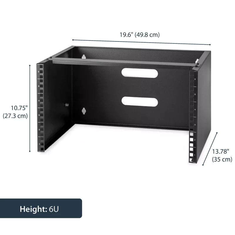 StarTech.com WALLMOUNT6 staffa a muro 6U per patch panel, 19 pollici, profondità 35,5 cm, acciaio, nero